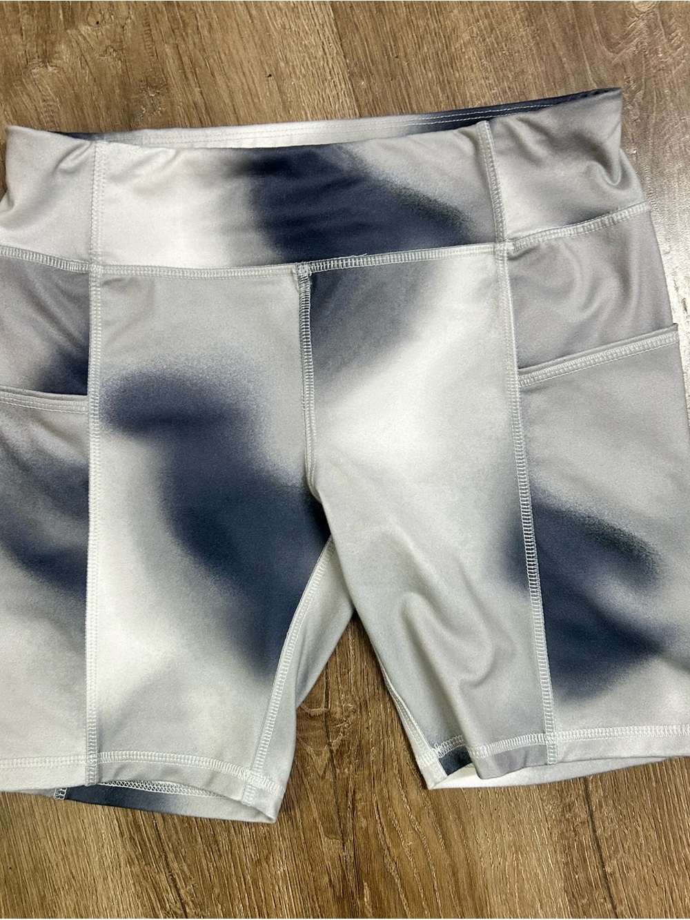 Athletic Works Gray & Black Tie-Dye Bike Shorts